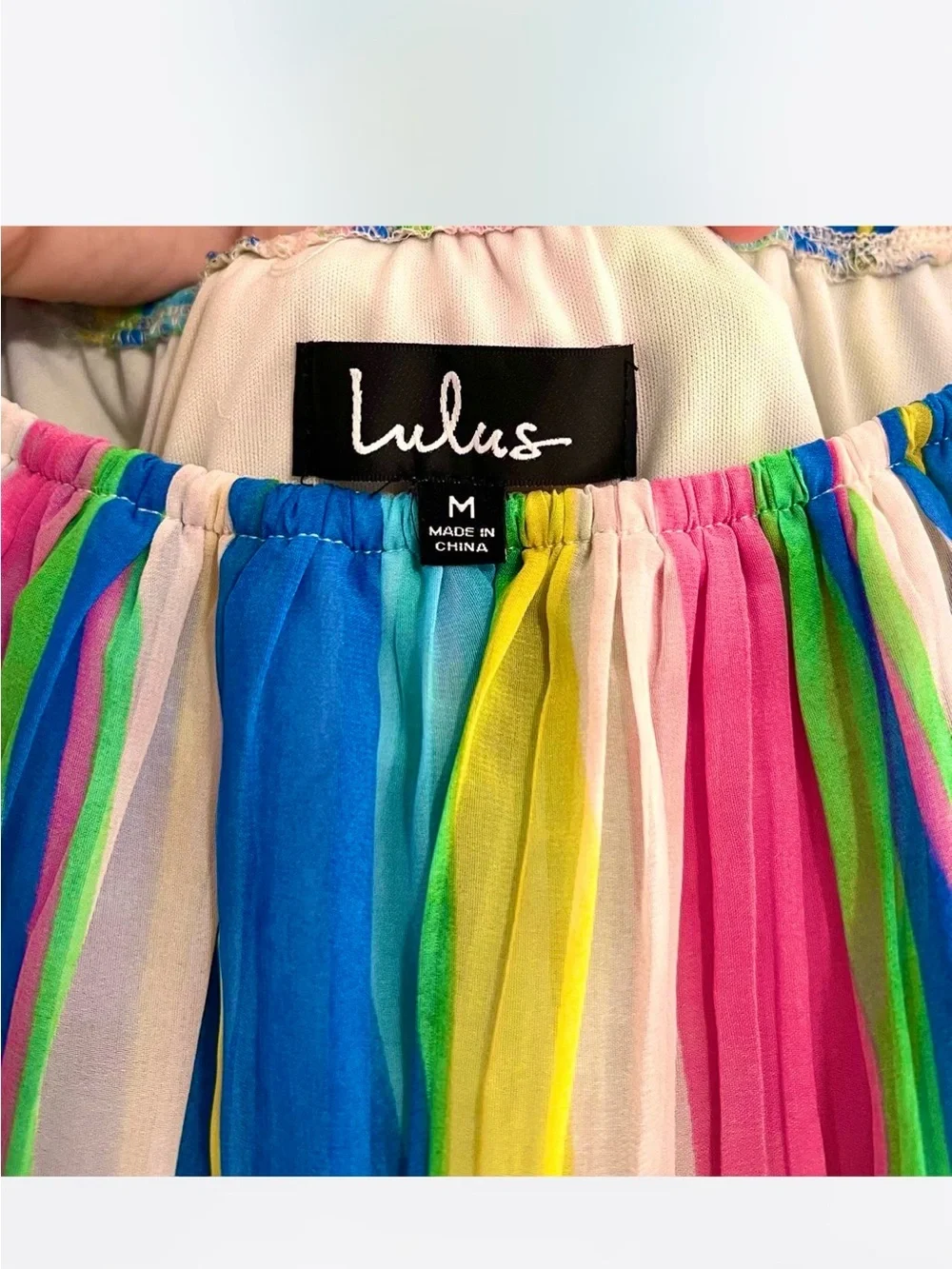 Lulus Gala Ready Multi Stripe Print Off-the-Shoulder Ruffle Midi Dress - Picture 7 of 12